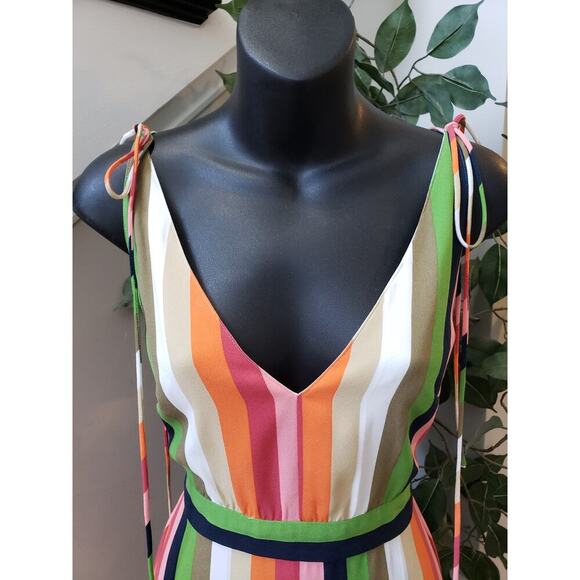 Gianni Bini Knee Length Dress Womens Size 2 Multicolor Striped V-Neck Sleeveless - Picture 10 of 12